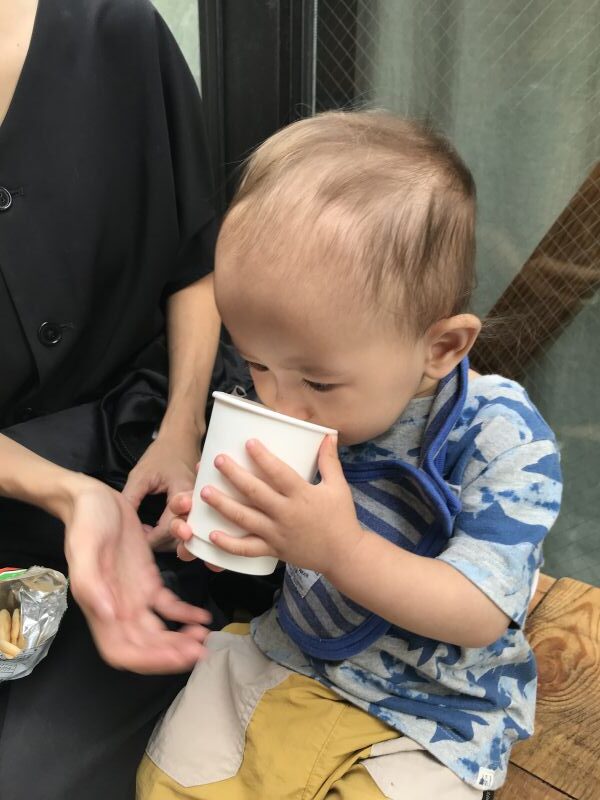 ベビーチーノを飲む