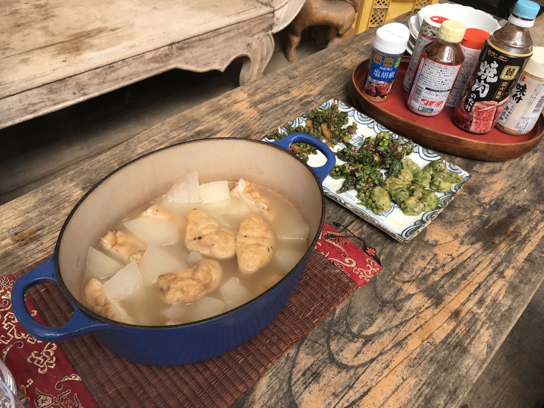 大根の煮物とフキノトウ料理