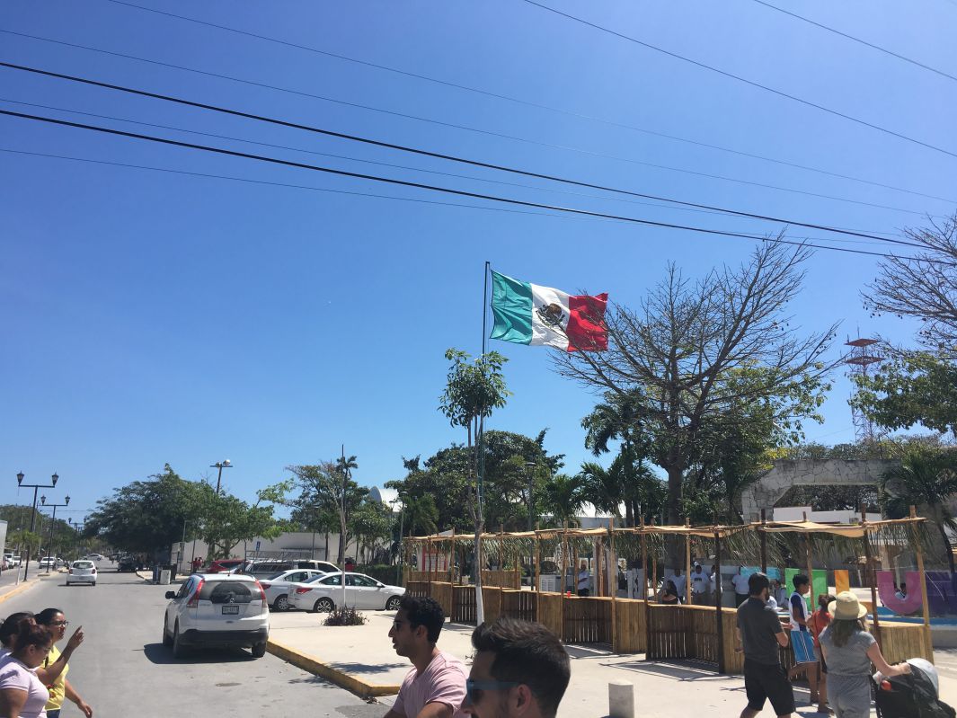 風にはためくメキシコ国旗